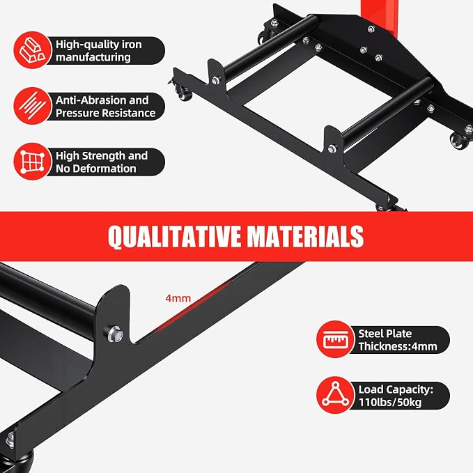 Rolling Wheel Detailing Stand, Tire Cleaning Stand with 3 Rollers and Casters, Steel Wheel Rim Cleaning Rack for Ceramic Coating, Tire Shine, Polishing Red