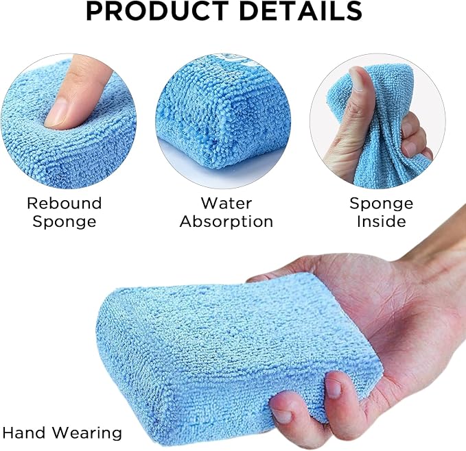 Autocare 10 Pack Car Wax Applicator Pad Rectangle Foam Premium Grade Microfiber Applicator Pads
