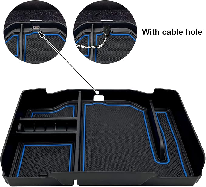 Center Console Organizer fit for Dodge RAM 1500 2500 3500 2026 2025 2024 2023 2022 2021-2019 Accessories Interior Storage Box Armrest Storage Tray (Blue) NOT FIT for 40/20/40 Split Bench Seat