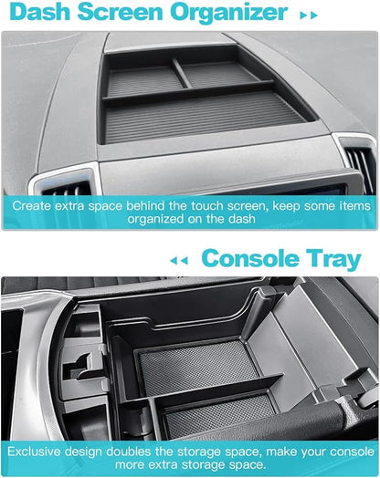 CDEFG 2Pcs for 2021-2024 Edge Center Console Organizer for 2021-2024 Ford Edge Accessories Middle Console Organizer & Dash Storage Dashboard Behind-Screen Tray