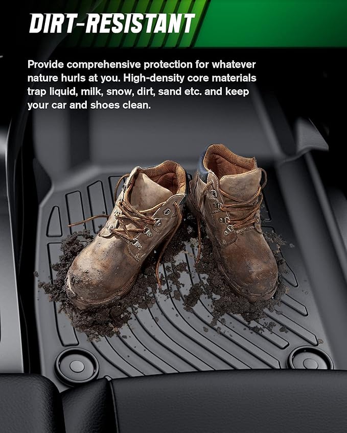 VIWIK Floor Mats for Toyota Tacoma 2018-2024 Double Cab Only Auto, TPE Rubber Car Mats All Weather Protection Custom Floor Liners for Toyota Tacoma Double Cab 1st and 2nd Row Non-Slip Odorless