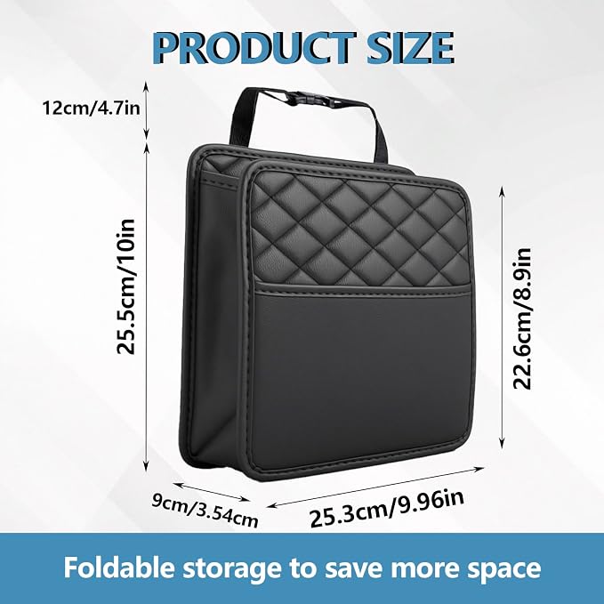 vvag Car Seat Back Organizer, PU Leather Hanging Storage Pocket with Large Capacity, Multipurpose Auto Travel Essentials Organizer for Backseat, Universal Fit for Most Cars SUVs Trucks