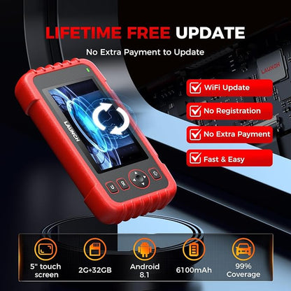 Launch OBD2 Scanner CRP123X Elite V2.0, 2025 Lifetime Free Update Diagnostic Scan Tool Car Engine Code Reader with Oil/Brake/SAS/BMS/D.P.F/ABS Bleeding/Throttle Reset, Auto VIN