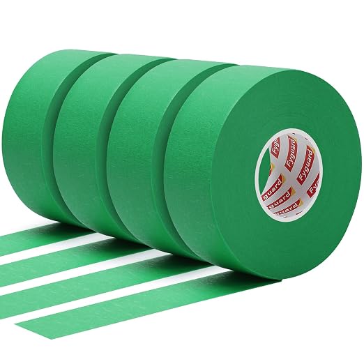 4 Pack Green Automotive Masking Tape 1.41In×55Yd Green Painters Tape, Heat Resistant Masking Tape for Wall Painting Car Body Masking Edge Repair DIY