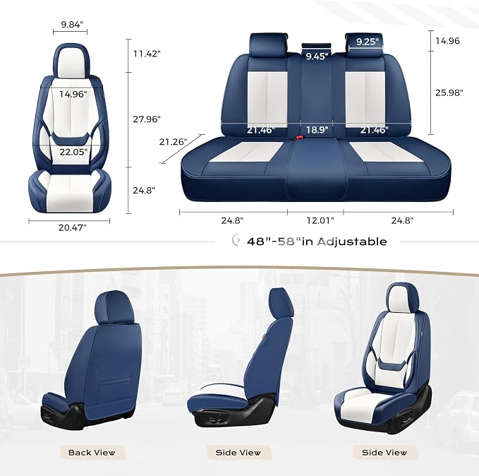 Coverado Seat Covers, Car Seat Covers Full Set, Leather Seat Covers for Cars, Car Seat Protector, Black Car Seat Covers Front Seats and Back Seats Universal Fit for Most Cars White