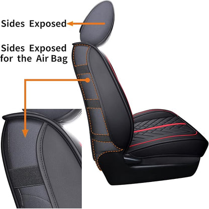 Tomatoman Tacoma Seat Covers Compatible with Toyota Tacoma 2005-2023 2024 2025 2026 Access Crew Double Cab Truck TRD Pro Trail Edition Limited SR5 Offroad Car Cushions (2 PCS Front/Black-Red)
