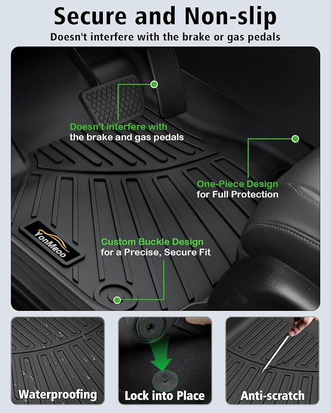 Floor Mats Custom Fit for 2015-2025 2026 Ford F150 Super Cab/Extended Cab (Not for SuperCrew Cab) All Weather TPE Rubber Floor Liners Anti-Slip Full Set for Ford F-150 SuperCab Accessories