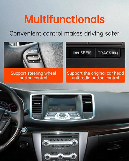 USB Bluetooth 5.3 Car Adapter Compatible for Infiniti Q50,G37,M37,QX70L,QX50,FX35,QX60,EX,FX & Nissan Music Interface Connector