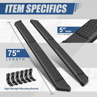 Auto Dynasty Running Boards 5.5 Inches Side Step Nerf Bar for Truck Compatible with Ford F250 F350 F450 F550 Super Duty Extended Cab 1999-2016, Stainless Steel, Black Powdercoated