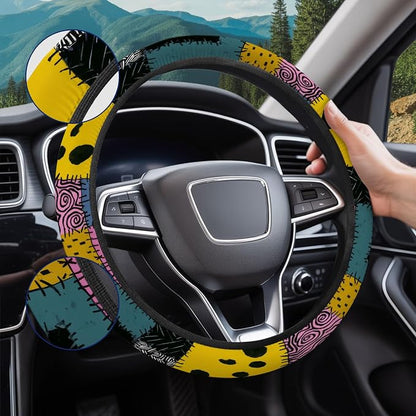 GENANY Nightmare Rag Doll Steering Wheel Cover, Non Slip Polyester Car Wheel Protector for Car SUV Truck, Universal 15 Inch