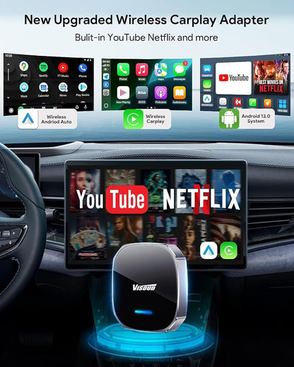 Magic AI Box Wireless CarPlay Adapter, 5.8GHz Zero Delay WiFi, Plug & Play 3s Auto Connect, Compatible iOS 10+ Android 11+ Factory Wired CarPlay Cars