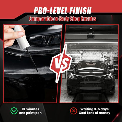 Touch Up Paint for Cars (Solid Black PBSB), Compatible with Tesla Model Y/3/X/S, 0.4 fl oz Color Accurate 2-in-1 Car Paint Scratch Repair Pen, Easy to Use, Fast-Drying, Long-Lasting