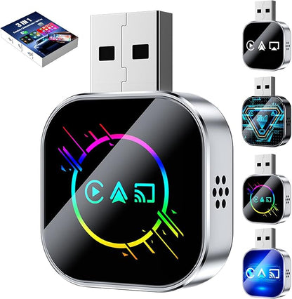 3-in-1 Car Adapter (2026 Model), 3 in 1 Adapter Plug and Play, Plug and Play, Stable Connection, No Delay for Car Play&Android Auto (B, for Android)