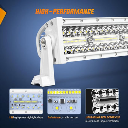 Nilight Marine LED Light Bar Navigation Lights 13.5 Inch White Spot Flood Combo Ponton Boat Deck Dock Lighting for Night Fishing T-top Stern Yacht Port Sailboat Trucks Tractors