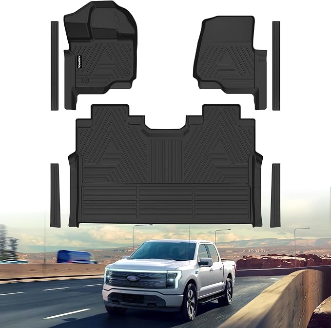 All Weather Car Floor Mats for Ford F150/F-150 2015-2025 SuperCrew Cab (Includes 22-24 Lightning Models), TPE Rubber Floor Liners Anti-Slip Full Set Automotive Mats for 2025 Ford F-150 Accessories