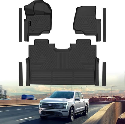 All Weather Car Floor Mats for Ford F150/F-150 2015-2025 SuperCrew Cab (Includes 22-24 Lightning Models), TPE Rubber Floor Liners Anti-Slip Full Set Automotive Mats for 2025 Ford F-150 Accessories