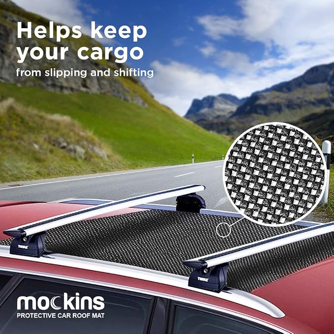 Mockins 39" x 36" Anti Slip Mat for Car Roof Cargo Bag & Carrier | Soft Roof Rack Pads | Customizable Cargo Mat for SUV , Truck & More | Non-Scratch, Multi Functional Anti Slip Pad for Car