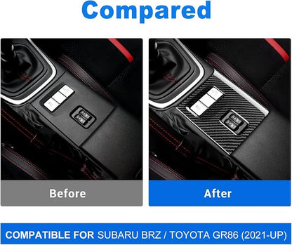 AIRSPEED Hard Carbon Fiber for Toyota GR86 Subaru BRZ 2021 2022 2023 2024 2025 Car Seat Heating Control Button Cover Center Console Interior Trim Accessories, Black, Manual Transmission