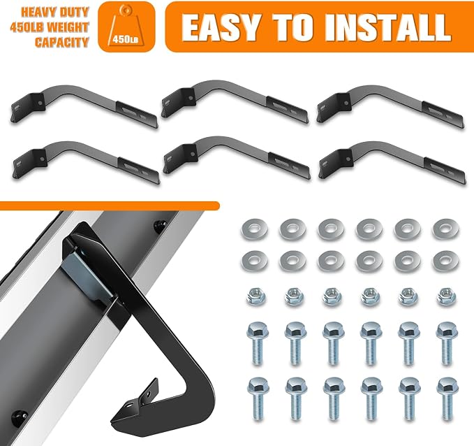 6.75" Running Boards Compatible with 2004-2024 Nissan Titan XD Crew Cab | Pair of Stainless Steel Flat Side Step Nerf Bars for Truck, Heavy Duty Polished Chrome Step Bars