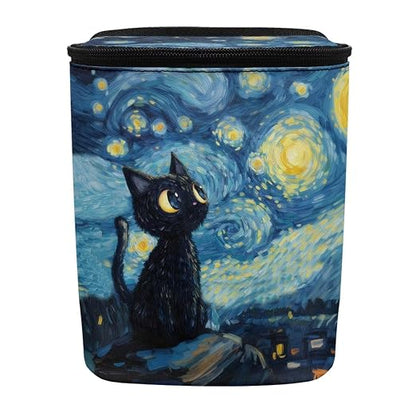 Talayituse Cat Starry Night Print Car Trash Can with Lid, Leak Proof Auto Trash Bag Hanging Vehicle Garbage Can Multipurpose Storage Container for Back Seat Road Trip