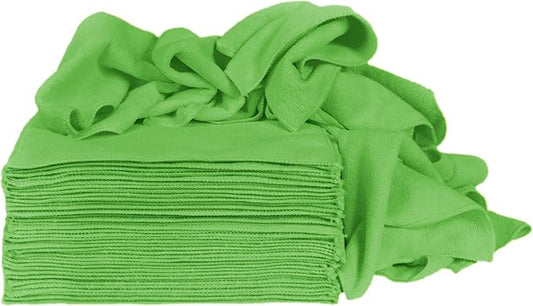 CleanAide 300 GSM Ultra Absorbent Microfiber Cleaning Towels for Kitchen, Car, and Home, Reusable Lint-Free Cloths, Scratch-Free, Streak-Free, Wet or Dry Cleaning, 12x12 in, 50-Pack, Green