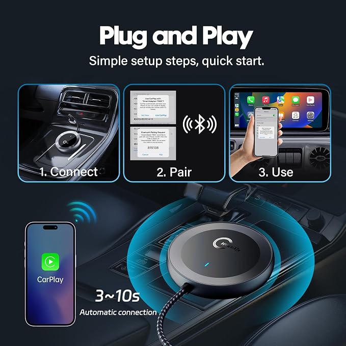 Wireless CarPlay Adapter Android Auto Wireless Adapter 2 in 1 2026 Upgraded, Converting Factory Car Wired CarPlay/Android Auto to Wireless, Applicable Phones with iOS 10+ & Android Auto