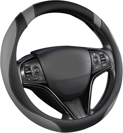 West Llama Customized Auto Car Steering Wheel Cover for Honda Accord CR-V HR-V Pilot Odyssey (Black+Gray-Standard Size)