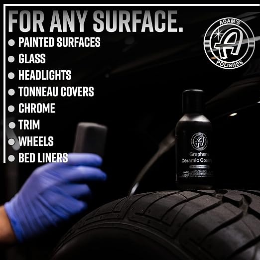 Adam's UV Graphene Ceramic Coating Kit Without UV Flashlight - 10H Ceramic Coating for Cars with UV Glow Technology, 7+ Years of Shine, Gloss & Protection for Car Boat RV Motorcycle