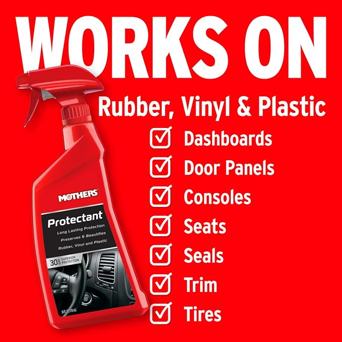 Mothers Protectant, 24 oz. – Long-Lasting UV Protection for Rubber, Vinyl & Plastic, Shields Dash, Trim, Bumpers & Tires from Fading, Cracking & Drying, Restores a Clean OEM Finish (05324)