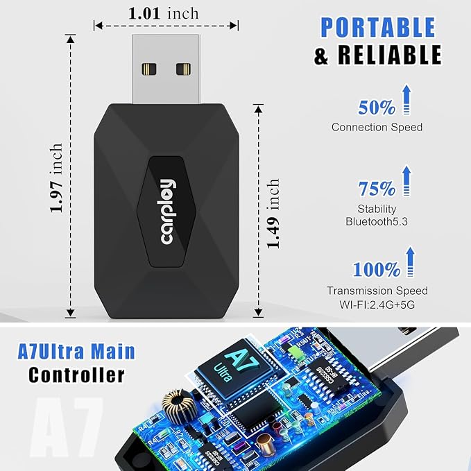 2026 Upgraded Wireless CarPlay Adapter for iPhone & Android, Mini Wireless CarPlay Adapter for Apple iOS 10+, Bluetooth 5.3 & 5GHz Wi-Fi, Converts Factory Wired CarPlay to Wireless for Cars 2016 +