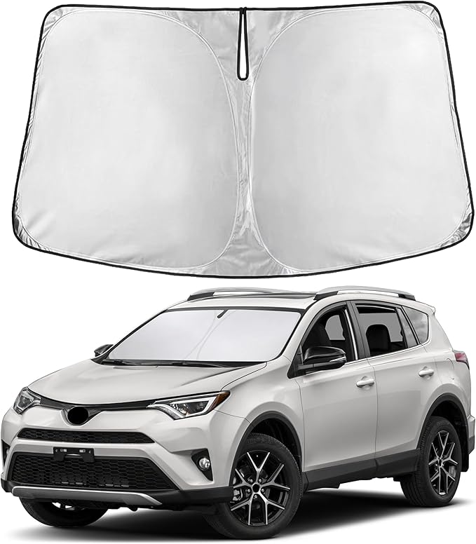 EcoNour Windshield Sunshade Compatible for Toyota RAV4 2013-2016 2017 2018, LE, XLE, Premium, XSE, Limited, SE, TRD Off-Road, Sun Visor for Front Window Sun Shade Cover, Car Accessories
