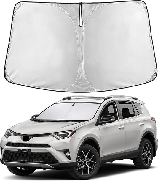 EcoNour Windshield Sunshade Compatible for Toyota RAV4 2013-2016 2017 2018, LE, XLE, Premium, XSE, Limited, SE, TRD Off-Road, Sun Visor for Front Window Sun Shade Cover, Car Accessories
