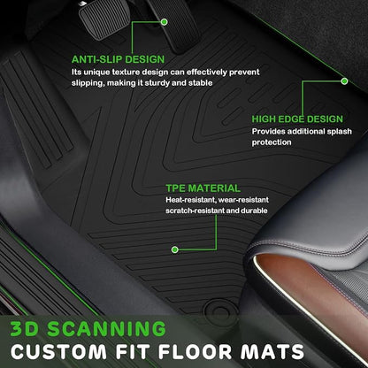 Floor Mats for 2021-2023 Hyundai Santa Fe Gas Upgrade Trunk Mat with Backrest Mat All Weather TPE Floor Liners Fit for Santa Fe Anti-Slip Full Set Car Accessories(Not for Hybrid)