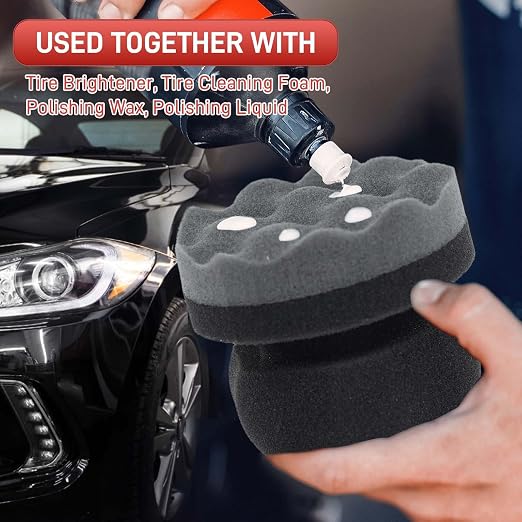 3PCS Tire Shine Applicator Pads, High-Density Wave-Grip Pad for Leather & Tire Care, Auto Detailing Tool, Durable and Reusae Applicator Pad for Auto Polishing, Cleaning, and Waxing