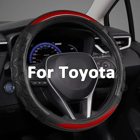 GIANT PANDA Steering Wheel Cover for Toyota, Auto Car Steering Wheel Cover for Toyota Highlander Rav4 Corolla Camry,Standard Size - Red