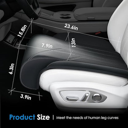 FLORICH Car Seat Extender Leg Support Cushion for Driver Seats Office Chair, Leather Memory Foam Widened seat Cushion for Long Drivers Universal Car Seat Cushion Legs Rest Pads-Dark Black