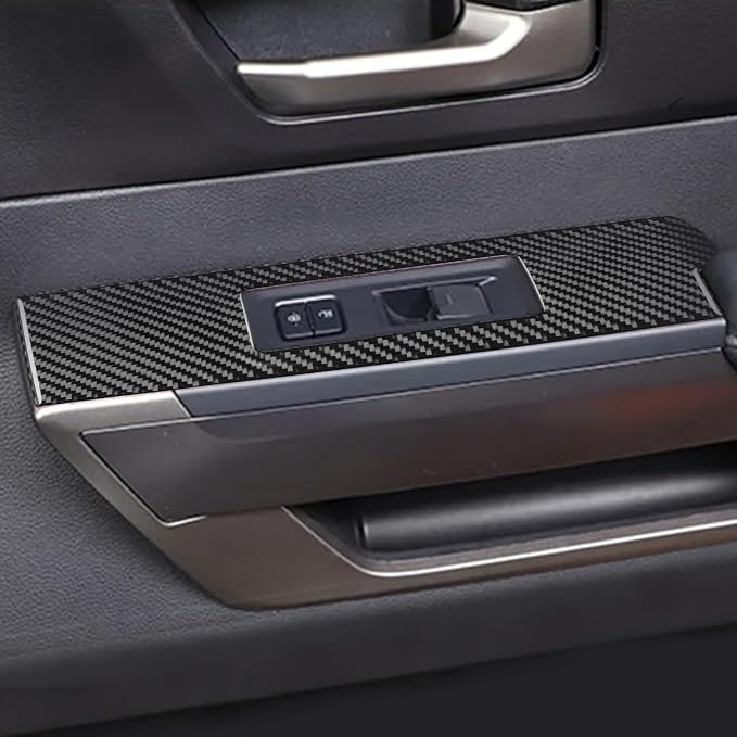 NVCNX Real Premium Carbon Fiber for Toyota Tundra 2022-2026 / Sequoia 2023-2026 2024 2025 Door Side Window Switch Panel Cover Interior Trim Accessories Overlay Sticker Decal 4PCs not for Extended Cab
