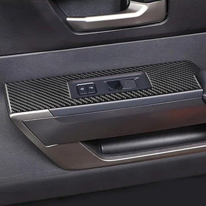 NVCNX Real Premium Carbon Fiber for Toyota Tundra 2022-2026 / Sequoia 2023-2026 2024 2025 Door Side Window Switch Panel Cover Interior Trim Accessories Overlay Sticker Decal 4PCs not for Extended Cab
