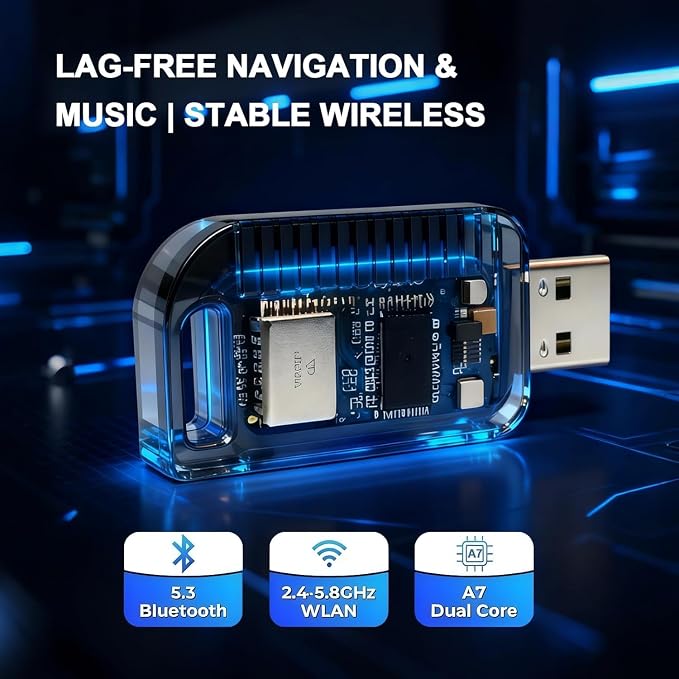 Wireless CarPlay Adapter for Apple iPhone Convert from Wired for Apple Carplay Wireless Adapter Automatic Connection,Plug & Play,No Screen Delay,Compatible with iOS 10+ Comes with USB-A/Type-C Port