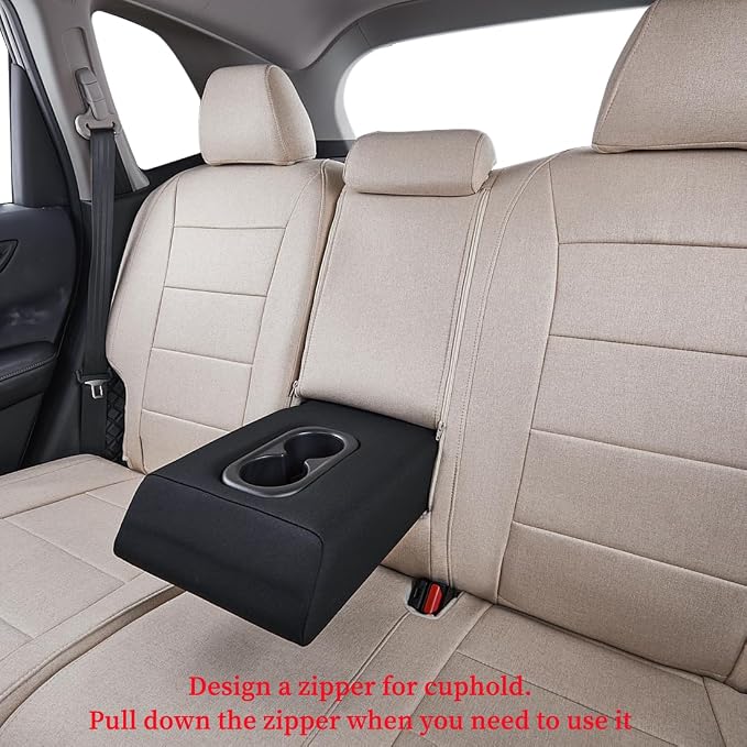 coverdream Custom Front Seat Covers Compatible with Select Toyota Tacoma Double Cab 2016 2017 2018 2019 2020 2021 2022 2023 Models (Beige,Full Set)