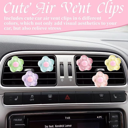 6 PCS Flower Vent Clips For Car, Cute Daisy Car Air Vent Clips, Air Conditioner Outlet Cars Vents Decor, Cars Decorations Accessories (6 Colors)