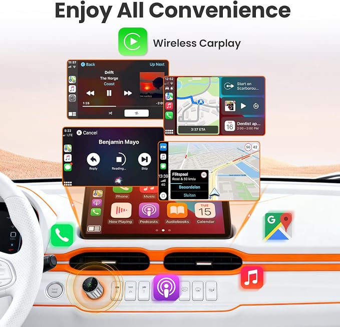 Wireless CarPlay Adapter for iPhone - Plug and Play, Converts Wired to Wireless, Stable Connection Without Delay, Compatible with iOS 10+ & 800+ Car Models, Not for Android 2025 (Silver)