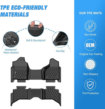 Nilight TPE Floor Mats for Dodge Ram 1500 Quad Cab 2013-2018, Dodge Ram 1500 Classic Quad Cab 2019 2020 2021 2022 2023 2024 (NOT for New Body) All Weather Custom Fit Heavy Duty Floor Liners