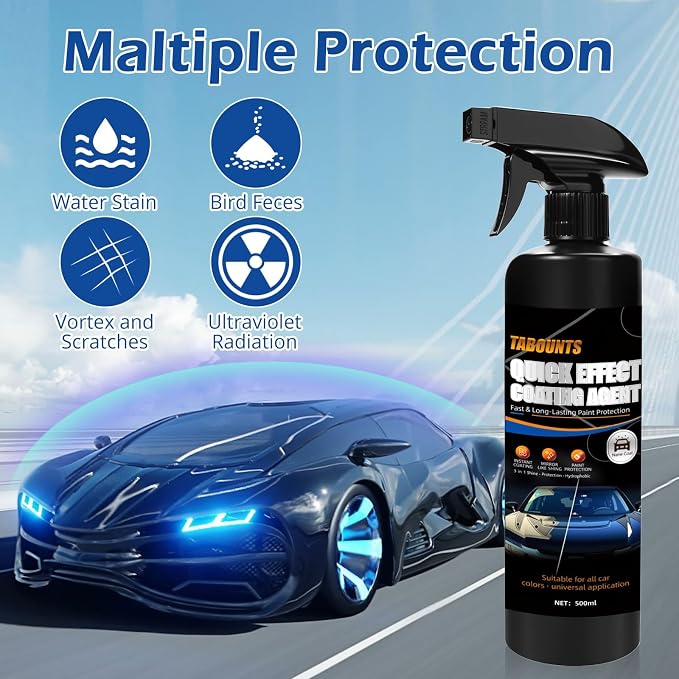 500ML Car Coating Spray-Quick Effect Coating Agent for Most Vehicle Finishes - Helps Refresh Exterior Gloss & Reduce Surface Buildup for Long-Lasting Polish Spray Wash-2pcs