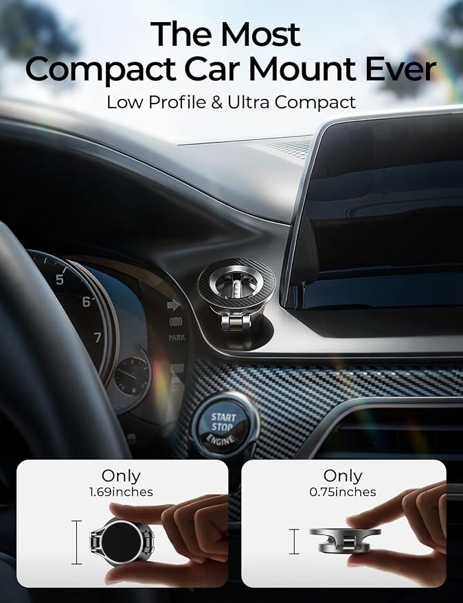 LISEN for MagSafe Car Mount for iPhone 17 Pro Max [24 Strong Magnets] Magnetic Phone Holder for Car Dashboard Magnet Phone Mount Car Cell Phone Holder for iPhone 17 Pro Max 16 15 14 13, Carbon Fiber