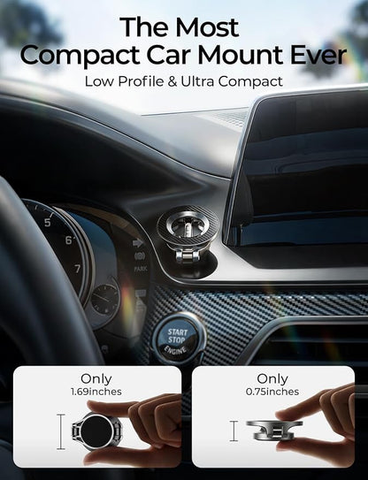 LISEN for MagSafe Car Mount for iPhone 17 Pro Max [24 Strong Magnets] Magnetic Phone Holder for Car Dashboard Magnet Phone Mount Car Cell Phone Holder for iPhone 17 Pro Max 16 15 14 13, Carbon Fiber