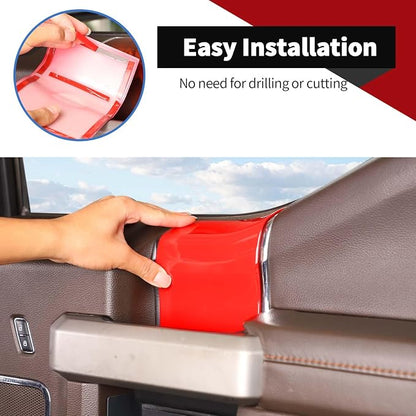 Voodonala for F-150 2015-2020 Interior Door Handle Cover with Door Panel Cover Compatible with Ford F150 2015-2020, F150 Interior Accessories 8Pcs(ABS,Red)