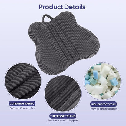 Lumbar Support Pillow for Recliner, Back Support Pillow for Office Chair, Back Cushion with Shredded Foam for Back Pain Relief & Reading, Lumbar Cushions for Couch, Sofa Seat, Car, Grey