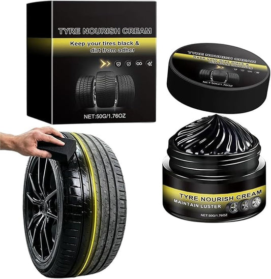 New 2026 Car Tire Ceramic - Powerful Wheel Cleaning Refurbish Wax, Tyre Nourish Cream, Tire Wax for Ultimate Wheel Protection, Restores Black Gloss, Blocks UV(Black 1PCS)