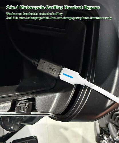 2-in-1 USB-C to USB-C Motorcycle Bluetooth Headset Bypass Adapter | Enable CarPlay without Headset,Work with Harley/Goldwing, Support Charging Your Phone, More Stable than Passthrough Adapters